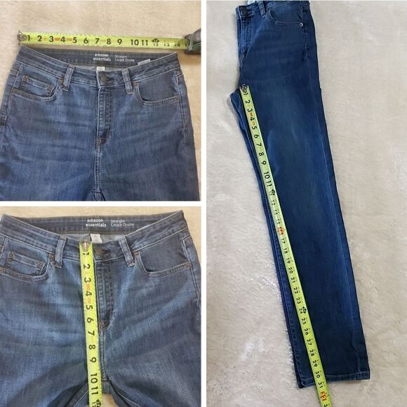 Amazon Essentials Straight Leg Jeans, Black & White Checks on Back Pocket Size 8 - Picture 2 of 8